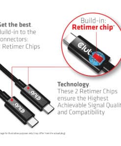 CLUB3D USB4 Gen3x2 Type-C Bi-Directional Cable 8K60Hz or 4K120Hz, Data 40Gbps, PD 240W(48V/5A) EPR M/M 3m / 9.84ft - Afbeelding 7