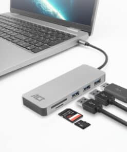 ACT USB-C hub 3.0, 3x USB-A, cardreader, PD pass-through - Afbeelding 4
