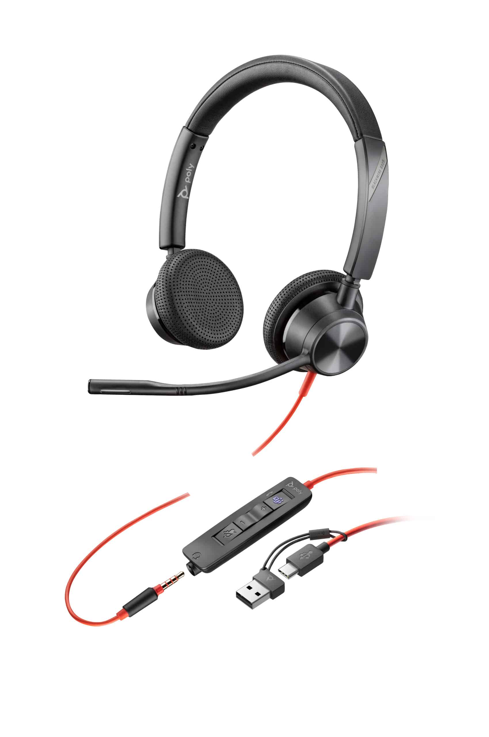 HP Poly Blackwire 3325 Stereo Microsoft Teams Certified USB-C Headset + 3,5 mm plug + USB-C/A adapter - Afbeelding 5