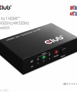 CLUB3D 3 to 1 HDMI 8K60Hz/4K120Hz Switch - Afbeelding 2