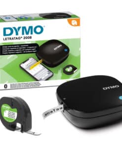 DYMO LetraTag 200B labelprinter met bluetooth | Compacte labelmaker | Verbinding via draadloze bluetoothtechnologie met iOS en Android | Inclusief 1 witte papieren etikette