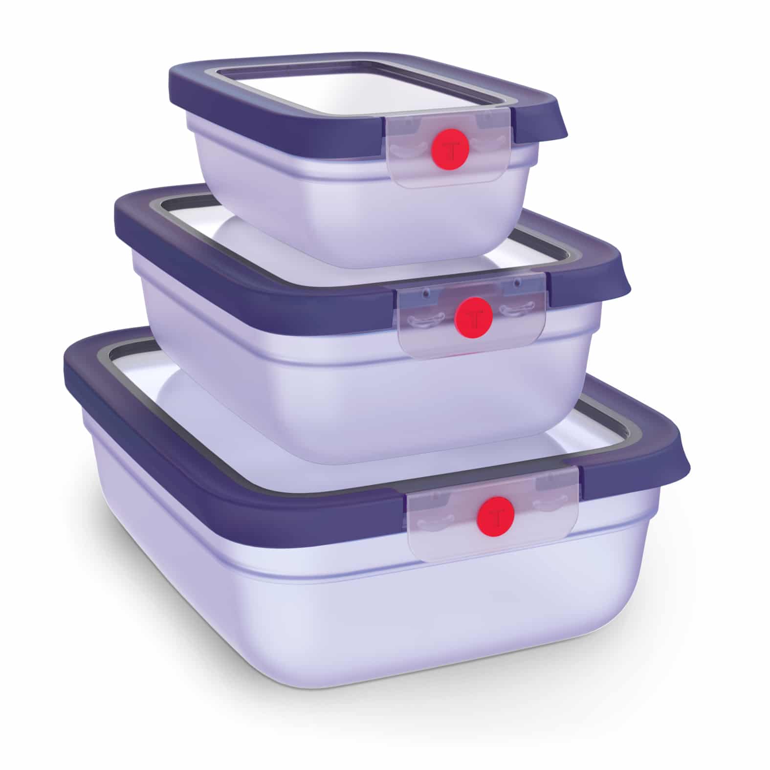 Tefal oneClick N1230410 vershoudbakje 3-delige set paars (0,5L/1,2L/2,3L)