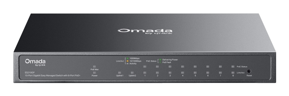 TP-Link Omada ES210GP netwerk-switch Managed L2 Gigabit Ethernet (10/100/1000) Power over Ethernet (PoE) DIN-rail Zwart