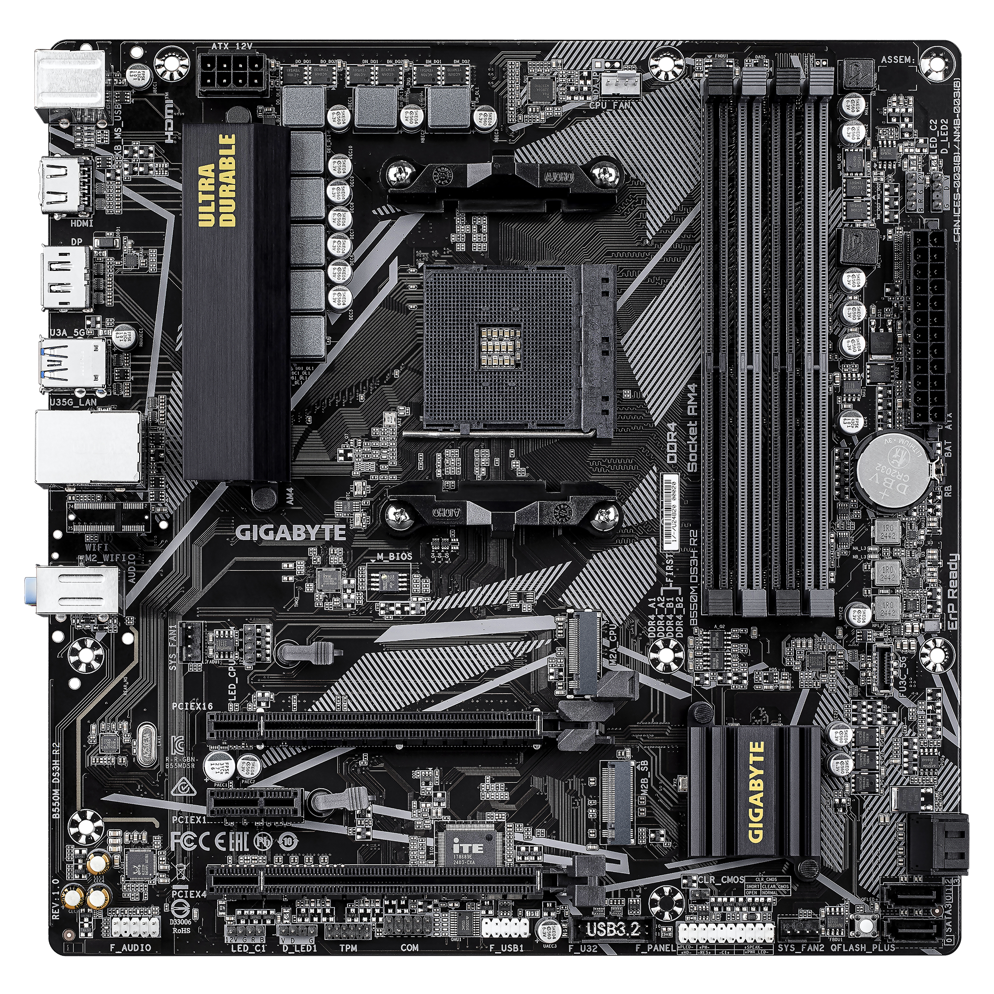 GIGABYTE B550M DS3H R2 moederbord AMD B550 Socket AM4 micro ATX - Afbeelding 2