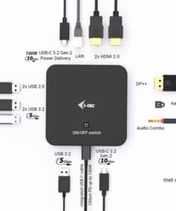 i-tec USB-C DP Dual HDMI Docking Station with Power Delivery 100 W + Universal Charger 100W