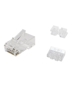 Equip 12114607101 Cat.6A RJ45 Plug, 100pcs/pack, Transparent, Male, Straight, Gold