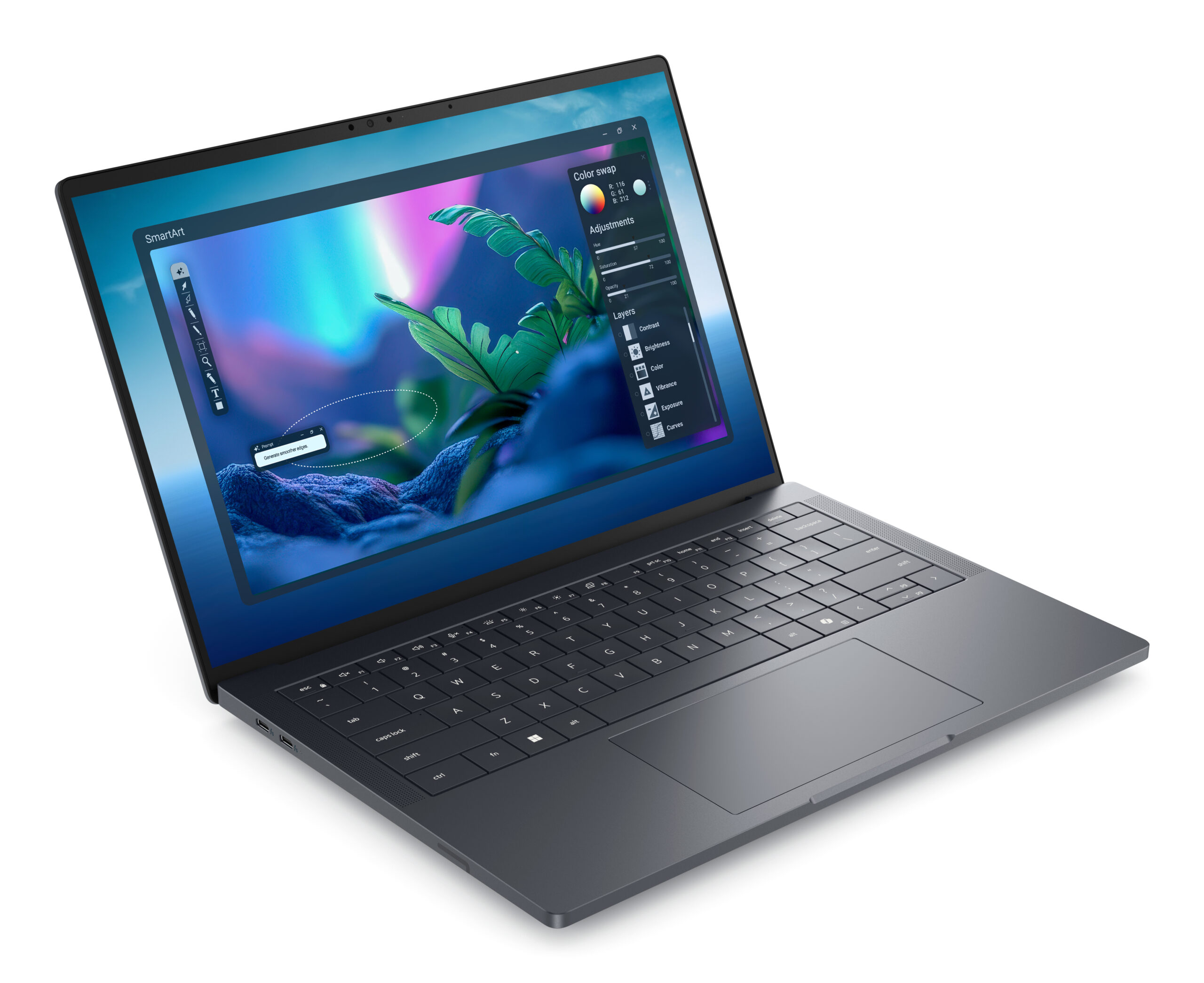 DELL Pro Max 14 Premium MA14250 Intel Core Ultra 7 265H Laptop 35,6 cm (14") Full HD+ 32 GB LPDDR5x-SDRAM 1 TB SSD NVIDIA RTX PRO 2000 Blackwell Wi-Fi 7 (802.11be) Windows 11 Pro Engels Grijs - Afbeelding 2