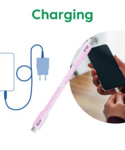 CLUB3D USB C oplaadkabel roze siliconen & tangle-free - Afbeelding 4