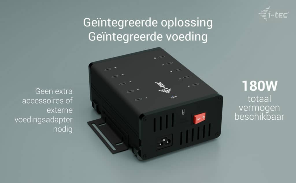 i-tec USB-C/USB-A Metal Charging + data HUB, 15W per port, 10x USB-C - Afbeelding 6
