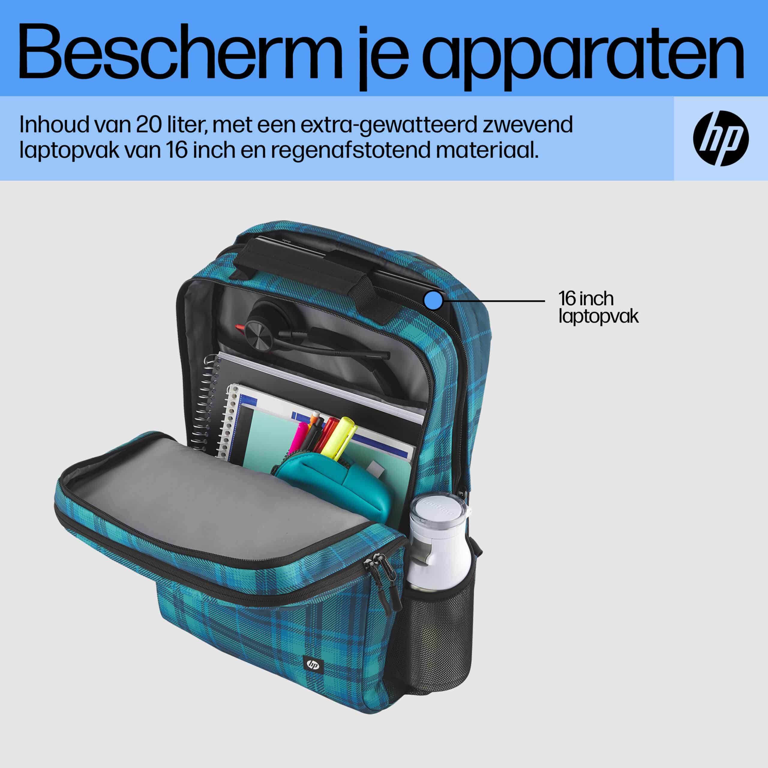 HP Campus XL Backpack, ruitmotief - Afbeelding 4