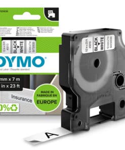 DYMO originele D1 labels | Zwarte Tekst op Wit Label | 12 mm x 7 m | Zelfklevende etiketten voor de LabelManager labelprinter | gemaakt in Europa