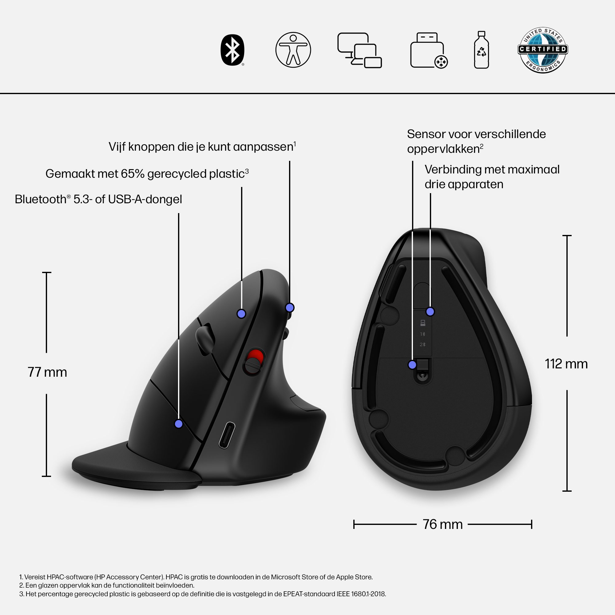 HP 925 ergonomische verticale muis - Afbeelding 6
