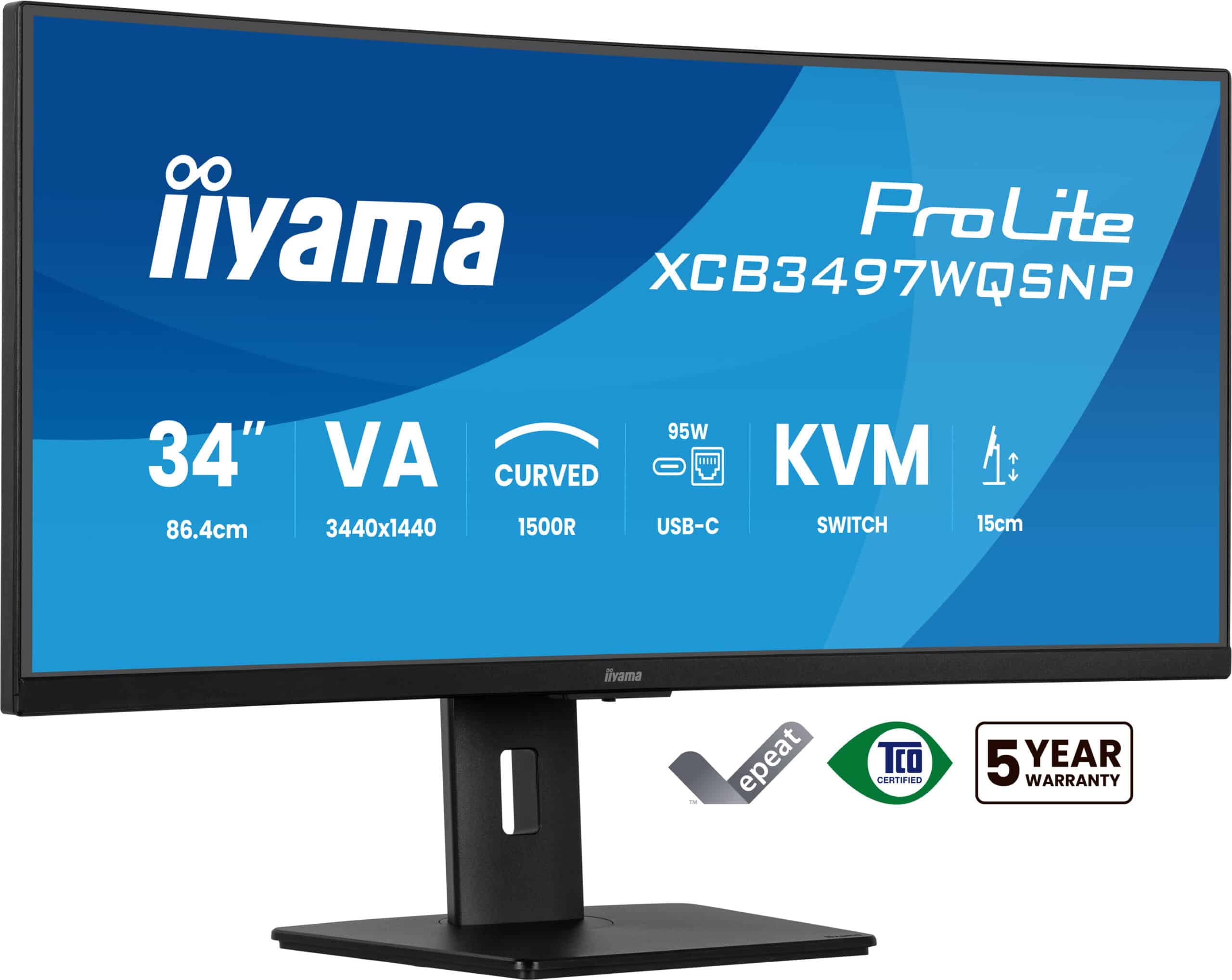 iiyama ProLite XCB3497WQSNP-B1 computer monitor 86,4 cm (34") 3440 x 1440 Pixels UltraWide Quad HD LED Zwart