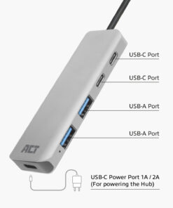 ACT USB-A hub 3.0, 2x USB-A, 2x USB-C - Afbeelding 2
