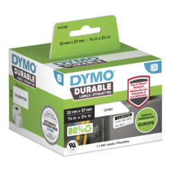 DYMO originele Duurzame LabelWriter labels | 32 mm x 57 mm | Witte Poly | 800 zelfklevende etiketten | Stevige labels voor de LabelWriter labelprinters