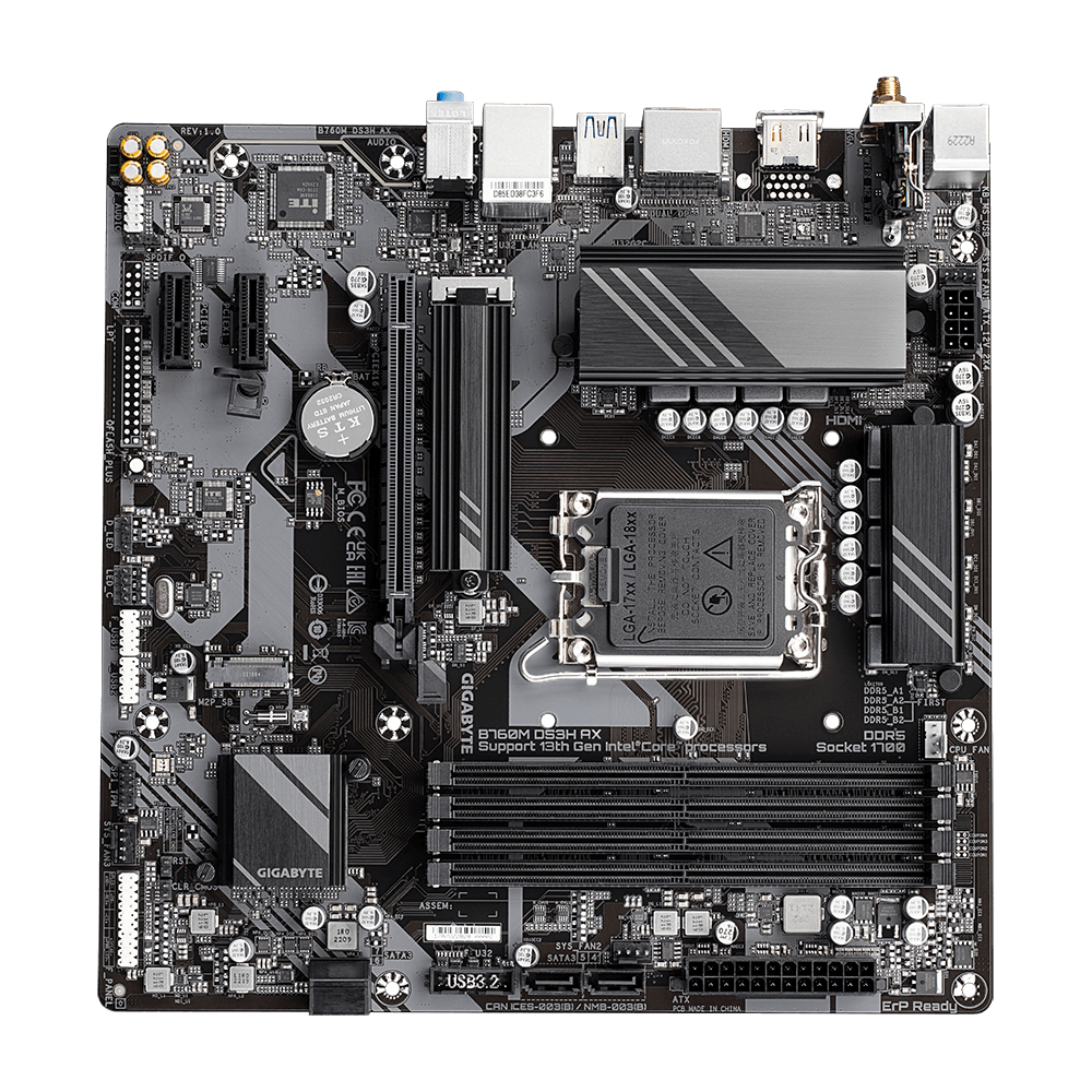 GIGABYTE B760M DS3H AX moederbord Intel B760 Express LGA 1700 micro ATX - Afbeelding 5