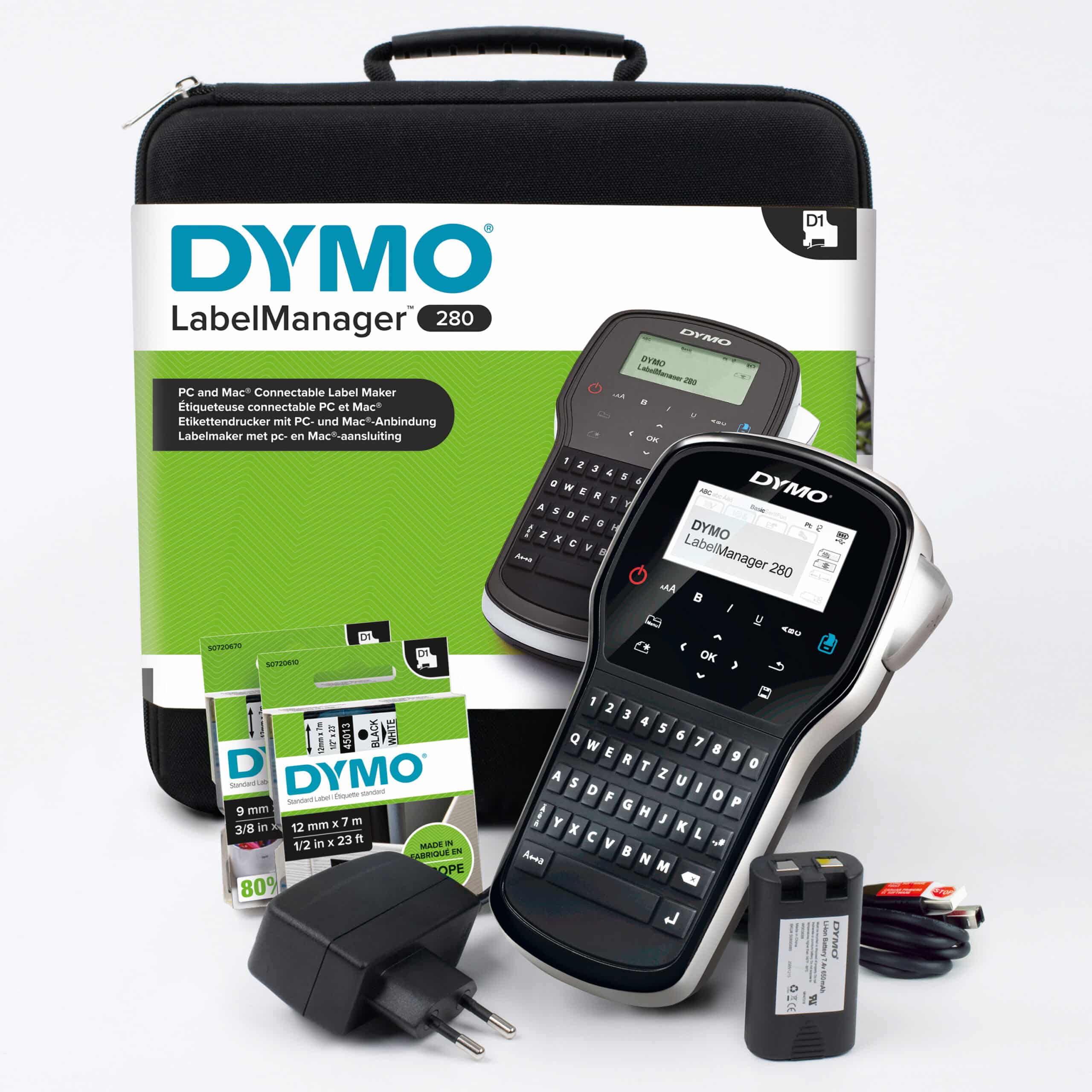 DYMO LabelManager 280 oplaadbare, draagbare labelmakerkit | QWERTY-toetsenbord | met 2 rollen D1-labels en een draagkoffer - Afbeelding 2