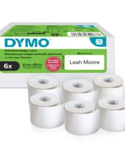 DYMO originele LabelWriter kleine naambadgelabels | 41 mm x 89 mm | Zelfklevend | 6 met elk 300 labels (1.800 zelfklevende etiketten) | voor de LabelWriter labelprinters | Gemaakt in Europa