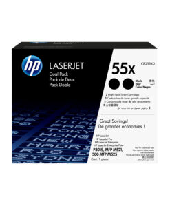 HP 55X originele high-capacity zwarte LaserJet tonercartridge, 2-pack