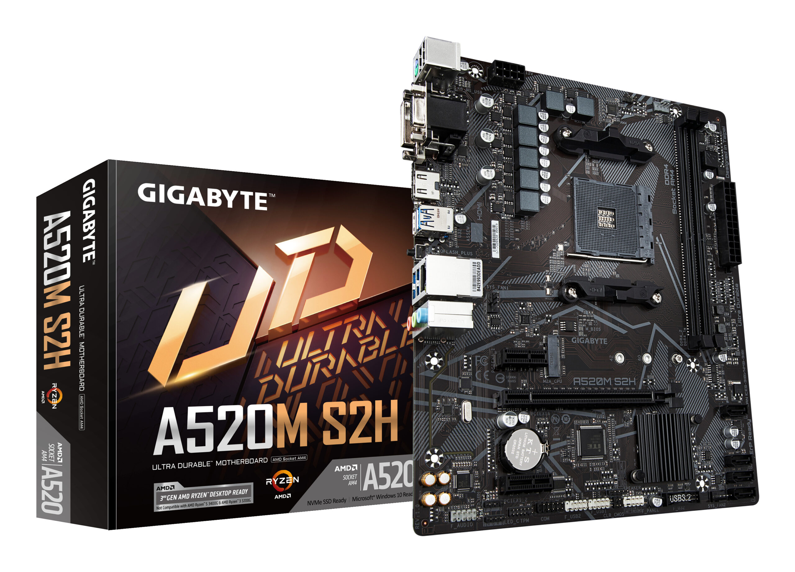 GIGABYTE A520M S2H moederbord AMD A520 Socket AM4 micro ATX