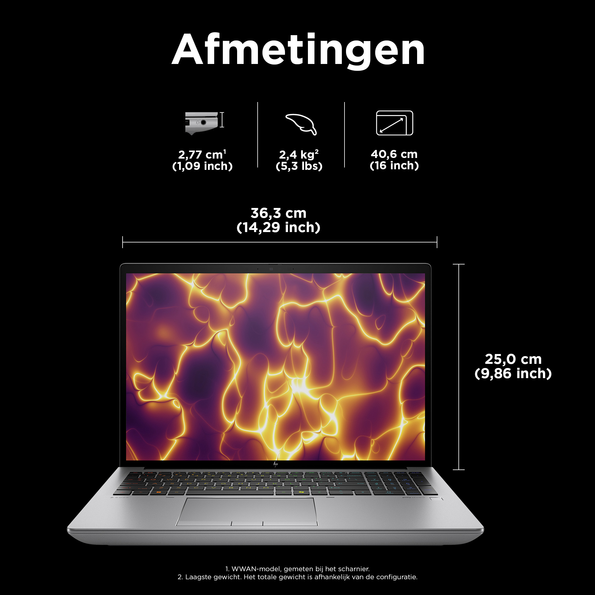HP ZBook Fury 16 G11 Intel® Core™ i9 i9-13950HX Mobiel werkstation 40,6 cm (16") WQUXGA 32 GB DDR5-SDRAM 1 TB SSD NVIDIA RTX 5000 Ada Wi-Fi 7 (802.11be) Windows 11 Pro AI Workstation, AI PC Grijs