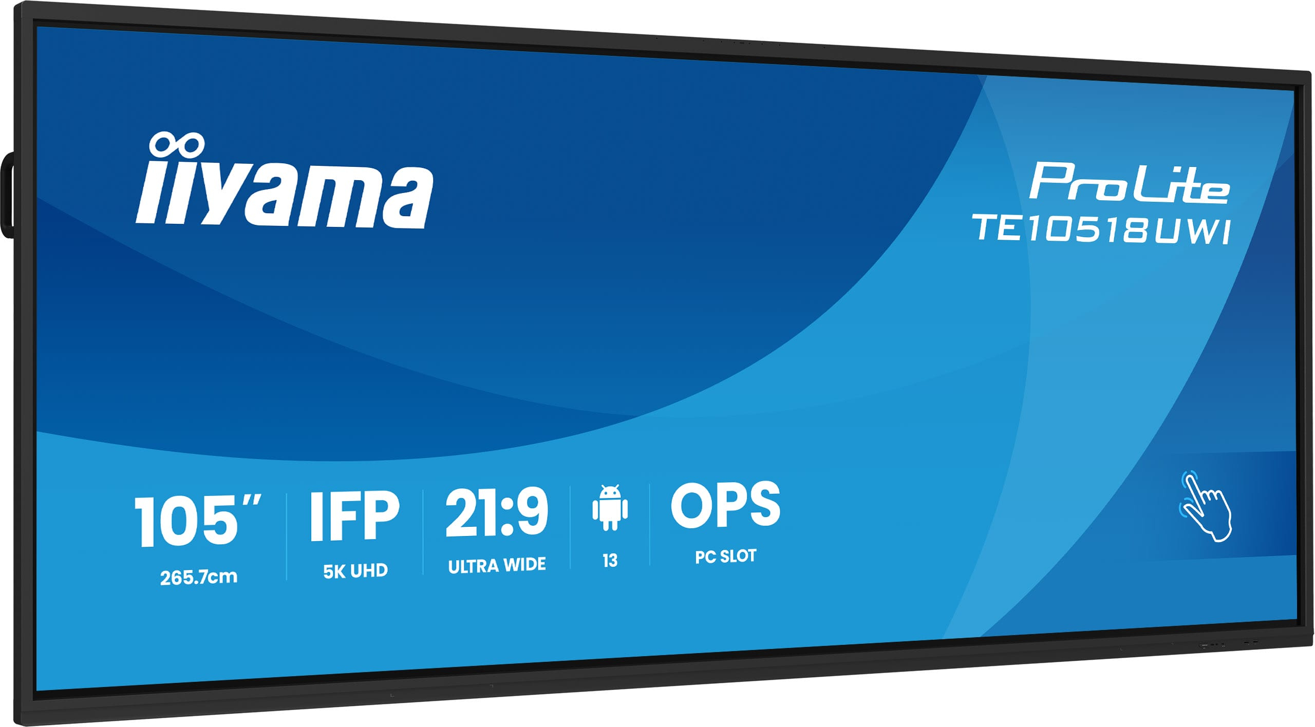 iiyama TE10518UWI-B1AG beeldkrant Kiosk-ontwerp 2,66 m (104.6") LED Wifi 450 cd/m² 5K Ultra HD Zwart Touchscreen Type processor Android 16/7 - Afbeelding 2