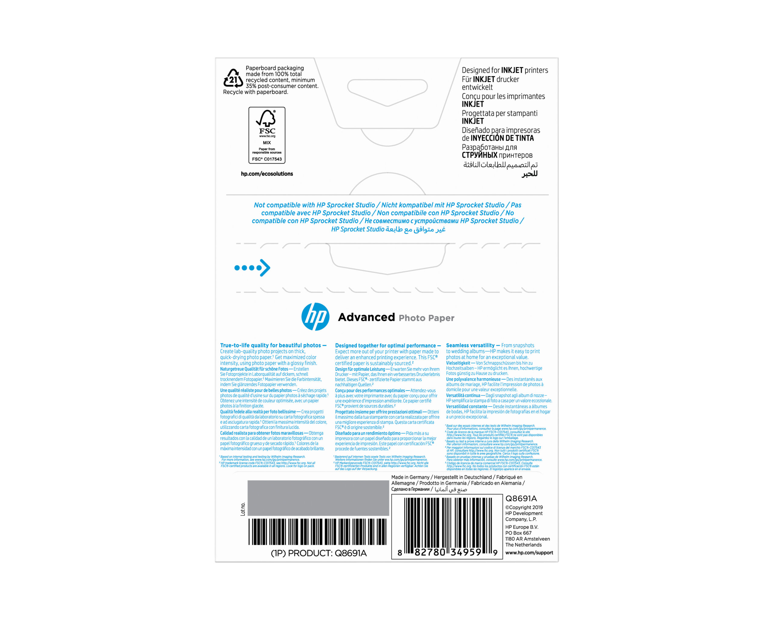 HP Advanced Photo-papier, glanzend, 250 g/m2, 10 x 15 cm (101 x 152 mm), 25 vellen - Afbeelding 7