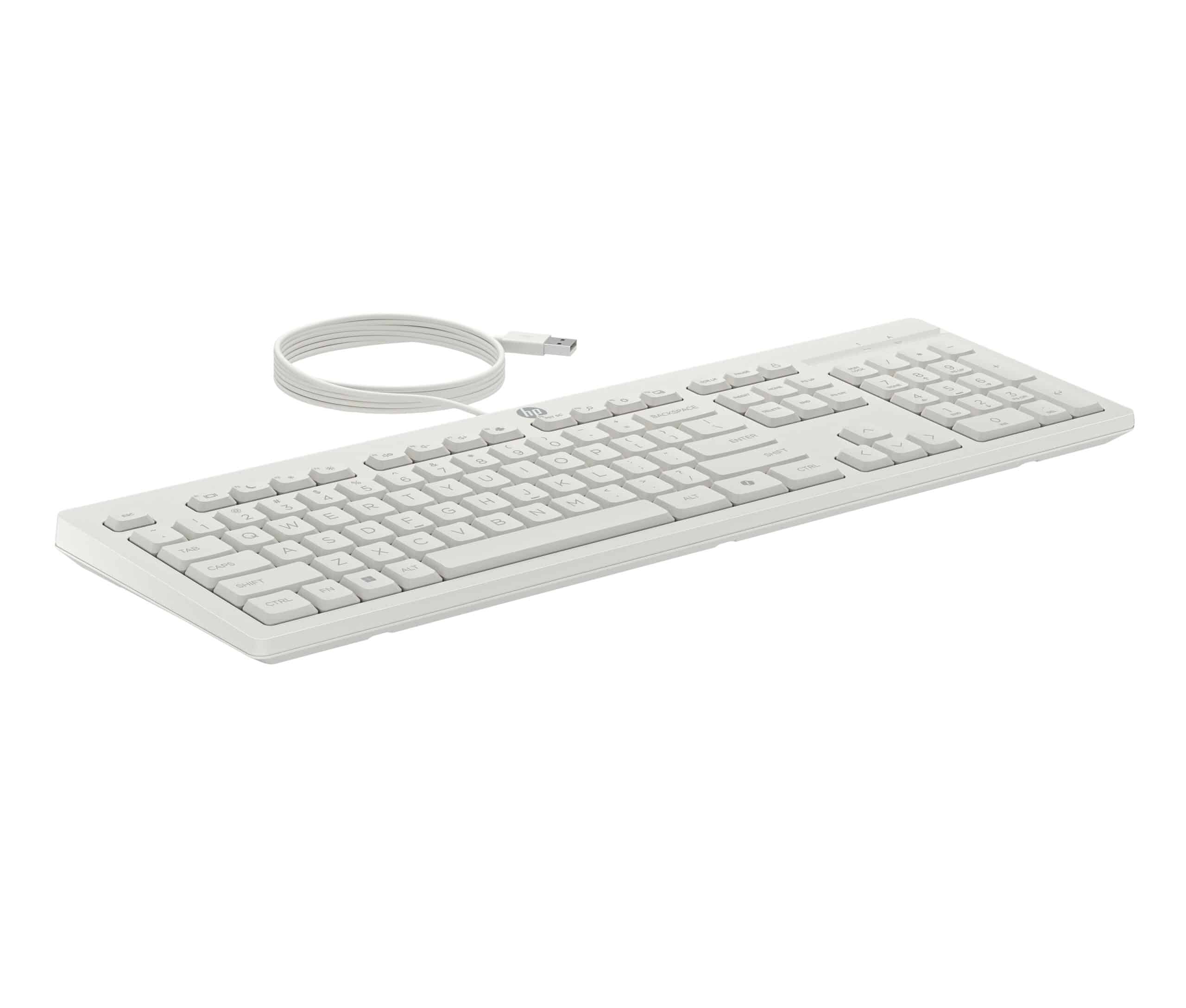 HP 225 Wired Mouse and KB G2 CWH Belgium - English localization AZERTY - Maus - AZERTY toetsenbord Inclusief muis Kantoor USB Wit - Afbeelding 2