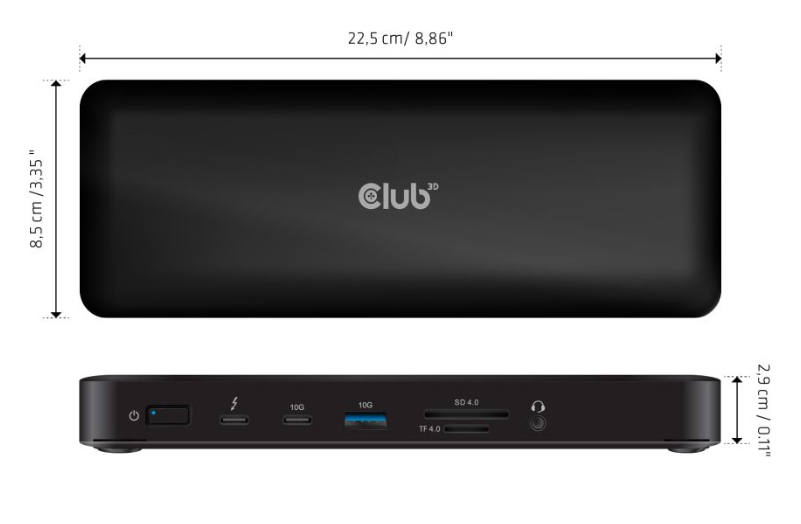 CLUB3D Thunderbolt 4 16-in-1 Quadra(4) Displays Dockingstation - Afbeelding 4