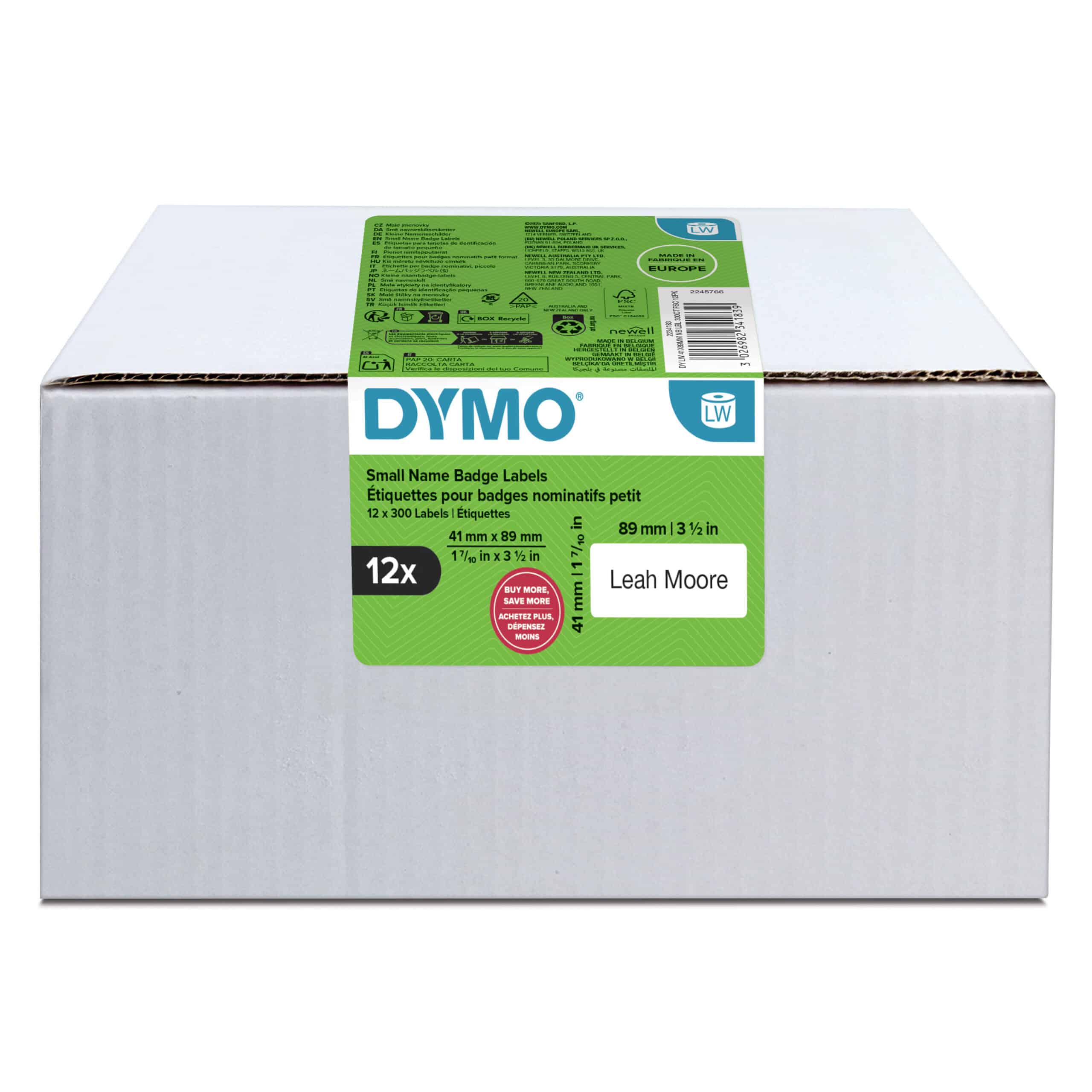 DYMO originele LabelWriter kleine naambadgelabels | 41 mm x 89 mm | Zelfklevend | 12 met elk 300 labels (3.600 zelfklevende etiketten) | voor de LabelWriter labelprinters | Gemaakt in Europa - Afbeelding 8