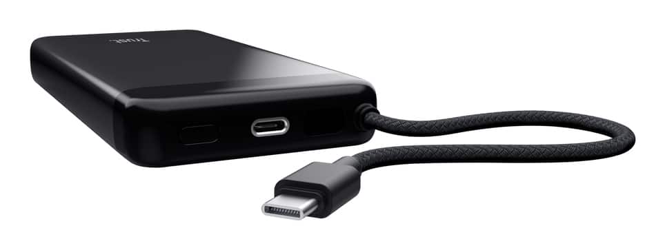 Trust Fiera Powerbank 20.000 mAh - Powerbank – Vaste kabel - USB-C opladen – 20.000 mAh – Zwart