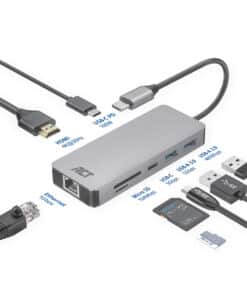 ACT USB-C 4K docking station voor 1 HDMI monitor, ethernet, USB-C, USB-A, cardreader en PD pass-through - Afbeelding 7