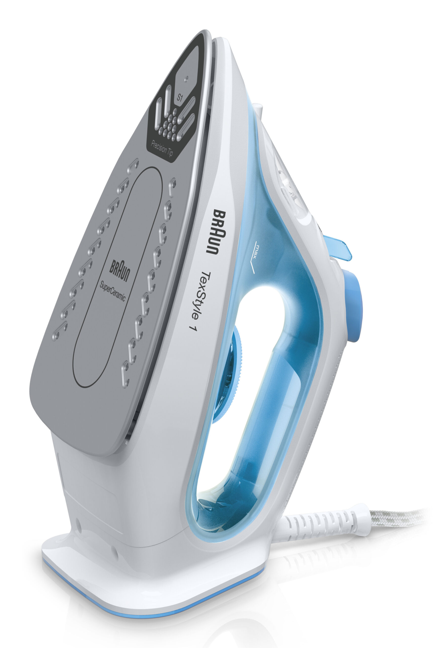 Braun TexStyle 1 SI1050BL Stoomstrijkijzer Keramische zoolplaat 2000 W Blauw, Wit