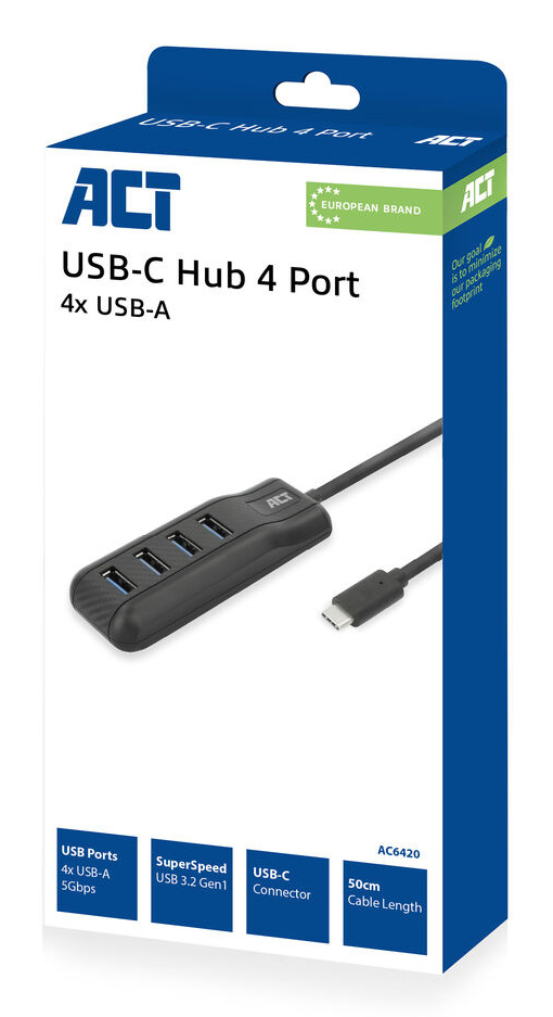 ACT AC6420 interface hub USB 3.2 Gen 1 (3.1 Gen 1) Type-C 5000 Mbit/s Zwart - Afbeelding 3