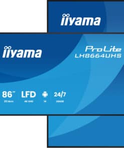 iiyama LH8664UHS-B3AG beeldkrant Digitale signage flatscreen 2,17 m (85.6") Wifi 500 cd/m² 4K Ultra HD Zwart Type processor Android 24/7 Monitor
