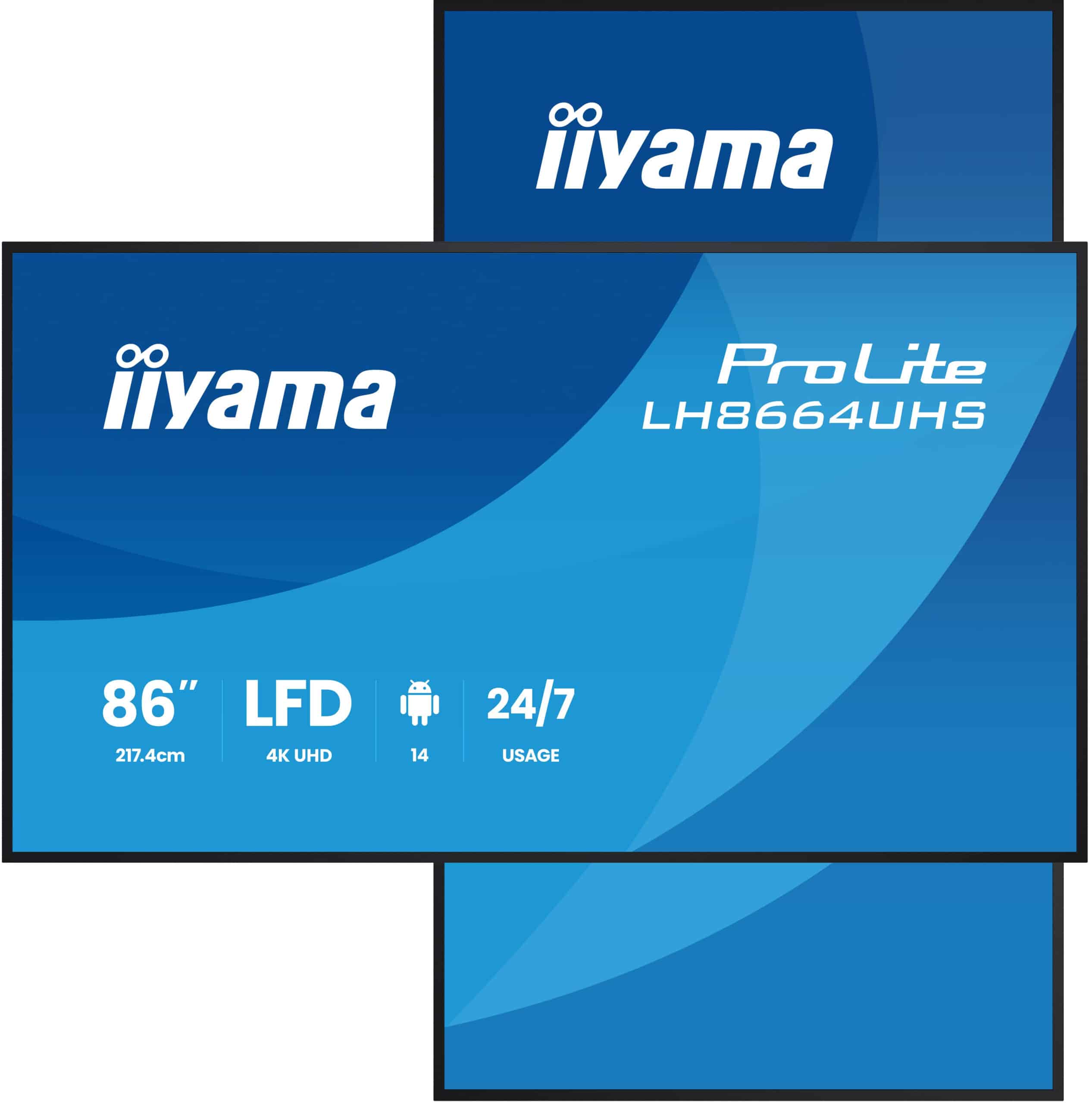 iiyama LH8664UHS-B3AG beeldkrant Digitale signage flatscreen 2,17 m (85.6") Wifi 500 cd/m² 4K Ultra HD Zwart Type processor Android 24/7