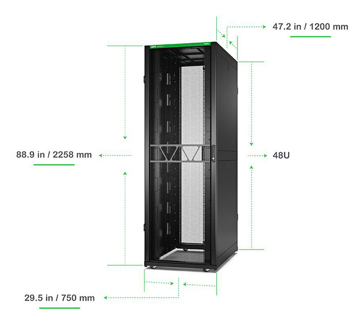 APC Netshelter SX Gen2 AR3357B2 - 48U, 2258h x 750b x 1070d mm, met zijpanelen, zwart - Afbeelding 6