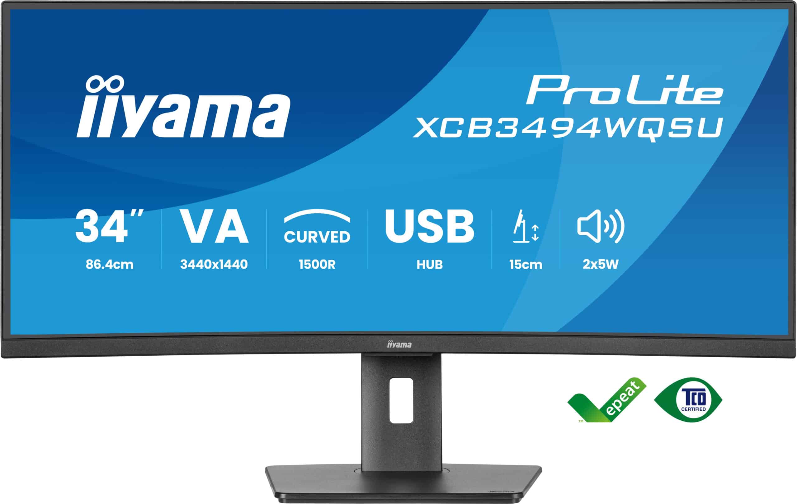 iiyama ProLite XCB3494WQSU-B1 computer monitor 86,4 cm (34") 3440 x 1440 Pixels UltraWide Quad HD LED Zwart - Afbeelding 2