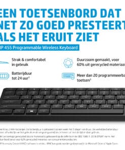 HP 455 Programmable WL KBD toetsenbord Thuis PS/2 Zwart