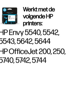 HP 62 originele drie-kleuren inktcartridge