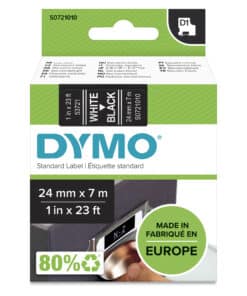 DYMO originele D1 labels | Witte Tekst op Zwart Label | 24 mm x 7 m | zelfklevende etiketten voor de LabelManager labelprinter | gemaakt in Europa