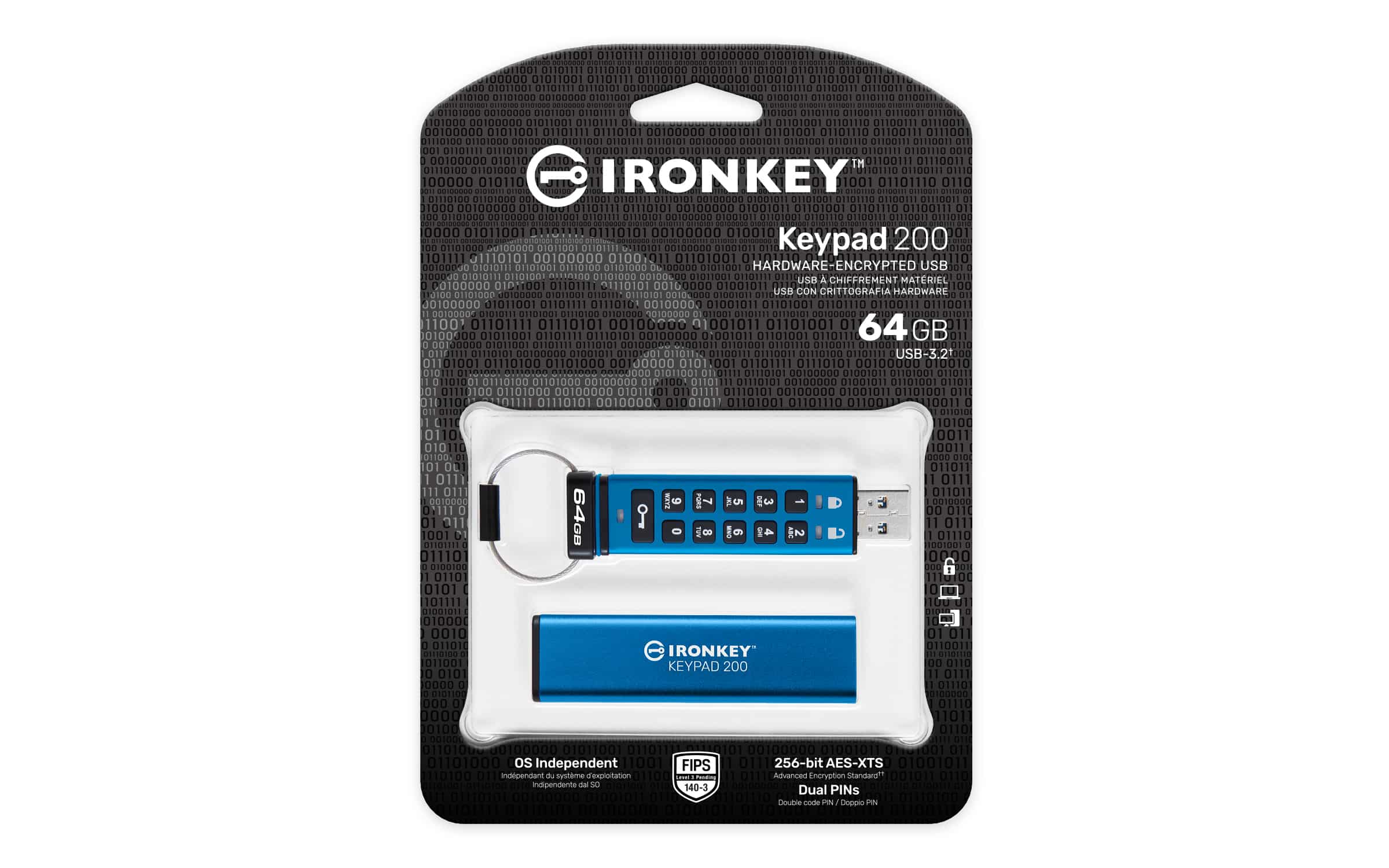 Kingston Technology IronKey 64GB Keypad 200, FIPS 140-3 Lvl 3 AES-256 versleuteld - Afbeelding 3