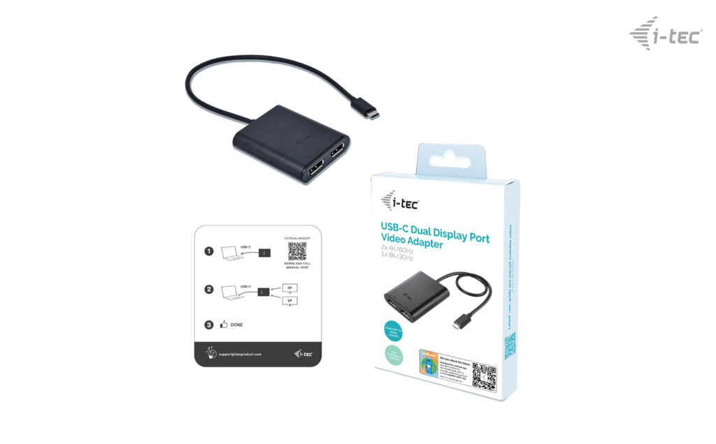 i-tec USB-C Dual 4K/60Hz (single 8K/30Hz) DP Video Adapter - Afbeelding 4