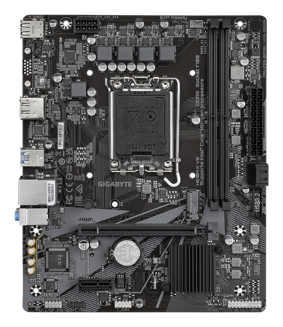 GIGABYTE H610M K V2 moederbord Intel H610 LGA 1700 micro ATX - Afbeelding 2