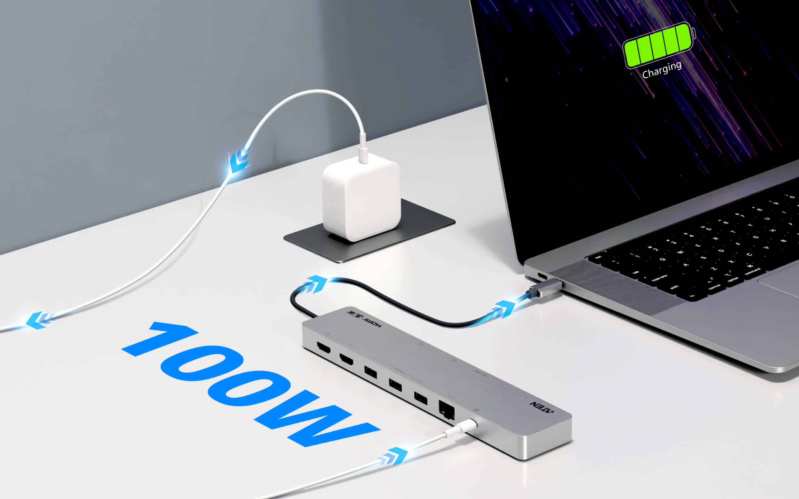 ATEN UH3240 interface hub USB Type-C Zilver - Afbeelding 6