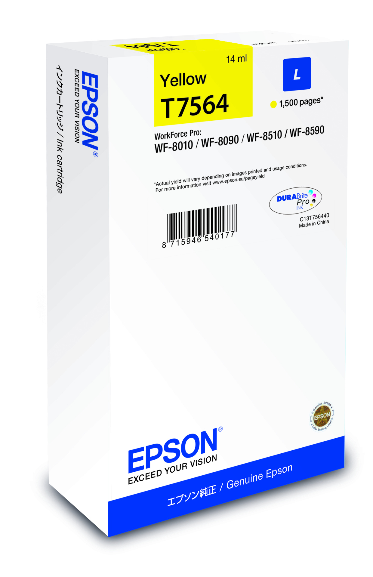 Epson C13T75644N inktcartridge 1 stuk(s) Origineel High (L) Yield Geel