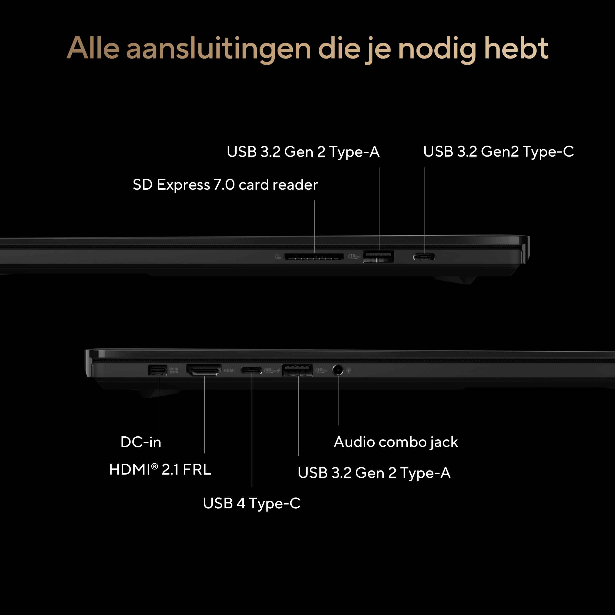 ASUS ProArt P16 H7606WP-RJ129X Copilot+ PC AMD Ryzen AI 9 HX 370 Laptop 40,6 cm (16") Touchscreen 3K 32 GB LPDDR5x-SDRAM 1 TB SSD NVIDIA GeForce RTX 5070 Wi-Fi 7 (802.11be) Windows 11 Pro Belgisch Zwart - Afbeelding 4