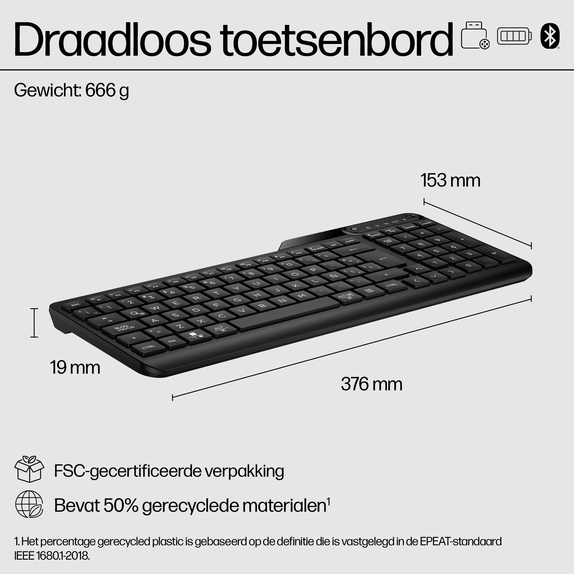 HP 475 dual-mode draadloos toetsenbord - Afbeelding 2