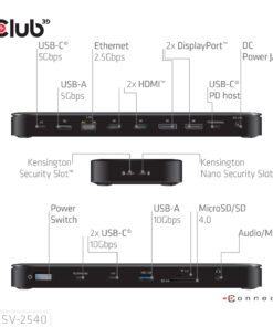 CLUB3D Club 3D 14-in-1 USB-C Quad Display Dockingstation – 4 Schermen & 100W Snelladen - Afbeelding 3