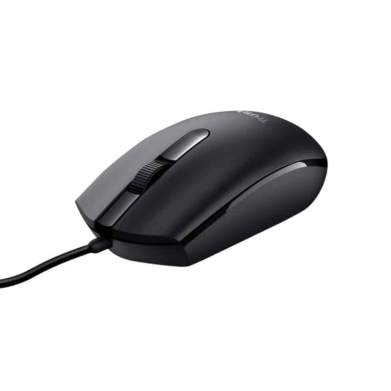 Trust TM-101 Bedrade Muis - Ambidextere muis – 3 knoppen – 1200 DPI – Business Model - Zwart
